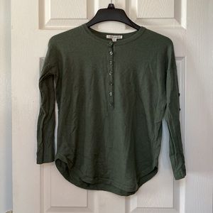 Skull Cashmere Olive Green Henley Sweater